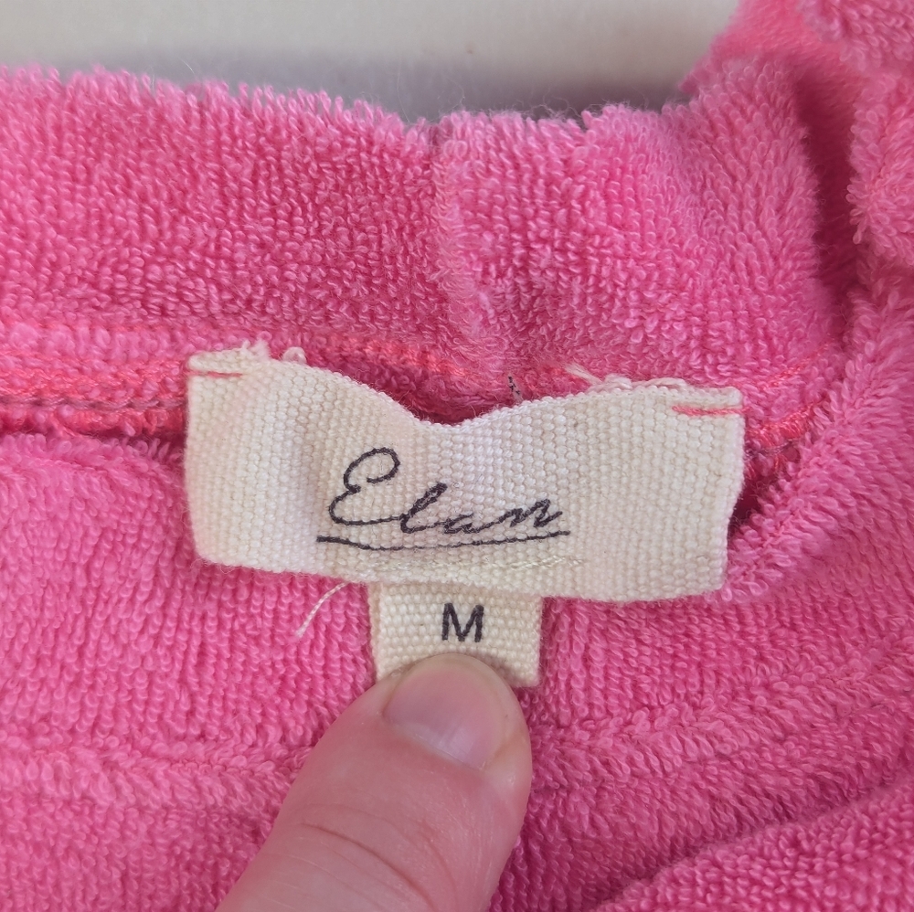 Elan Terrycloth T Shirt Pink Swim Cover Up Cropped Beach Resort Barbie Medium - Picture 3 of 7
